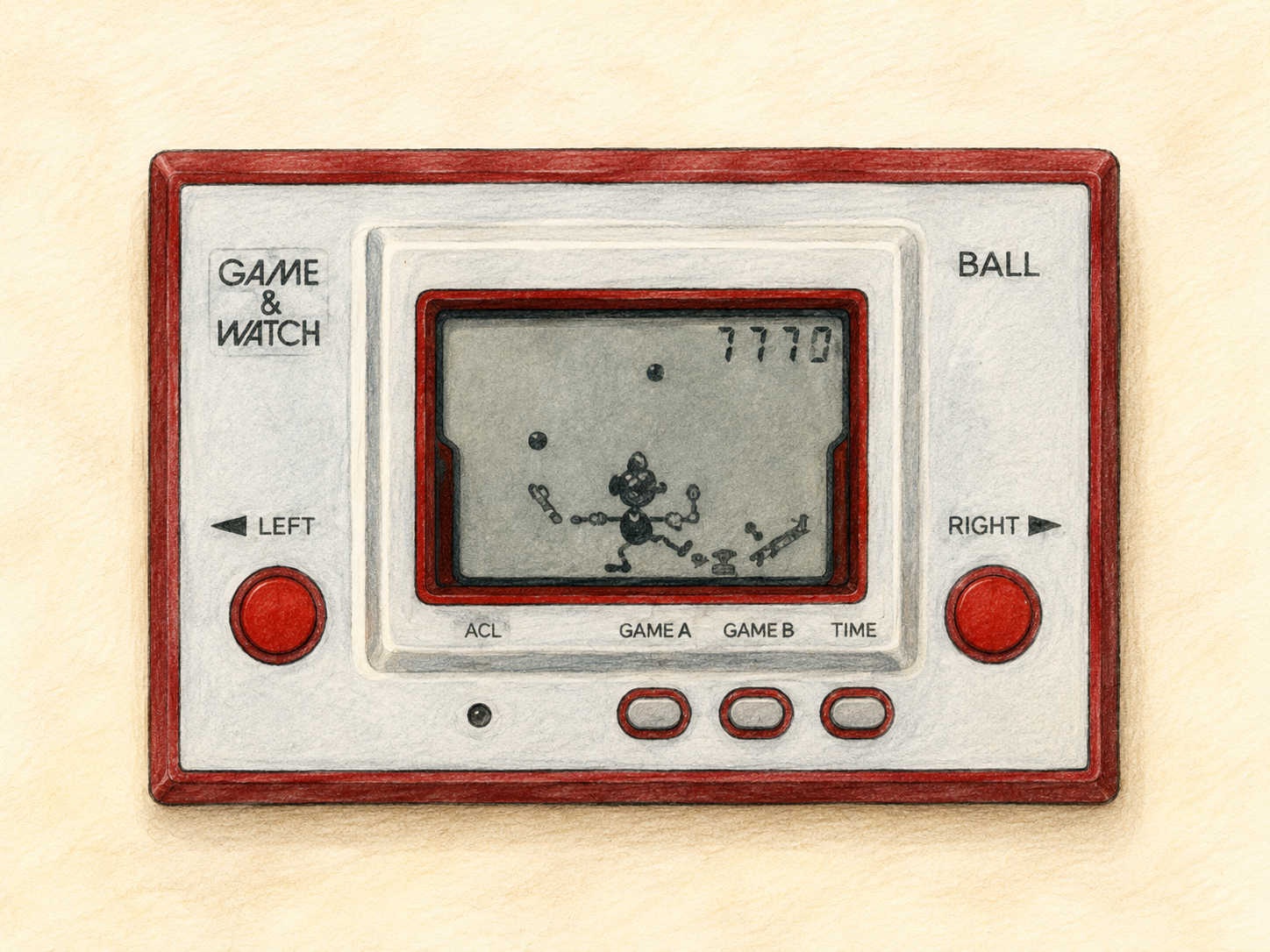 ゲーム＆ウオッチ誕生を表すイラスト